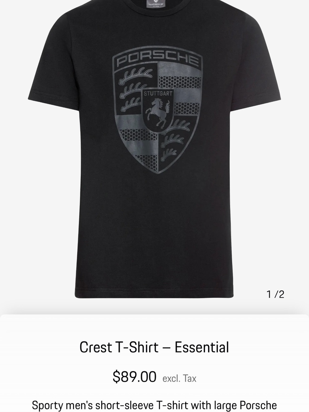 Porsche Design Black Short-Sleeve Crest T-Shirt